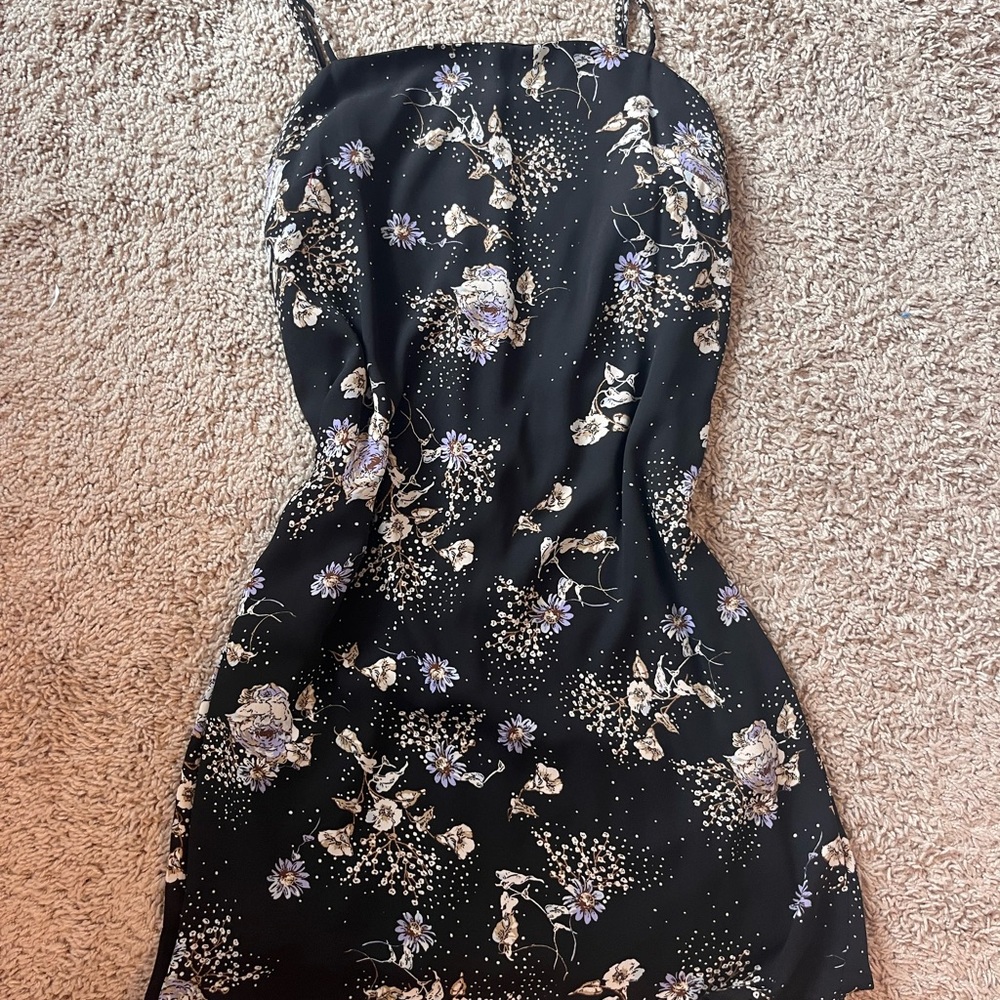 Floral Black Mini Dress